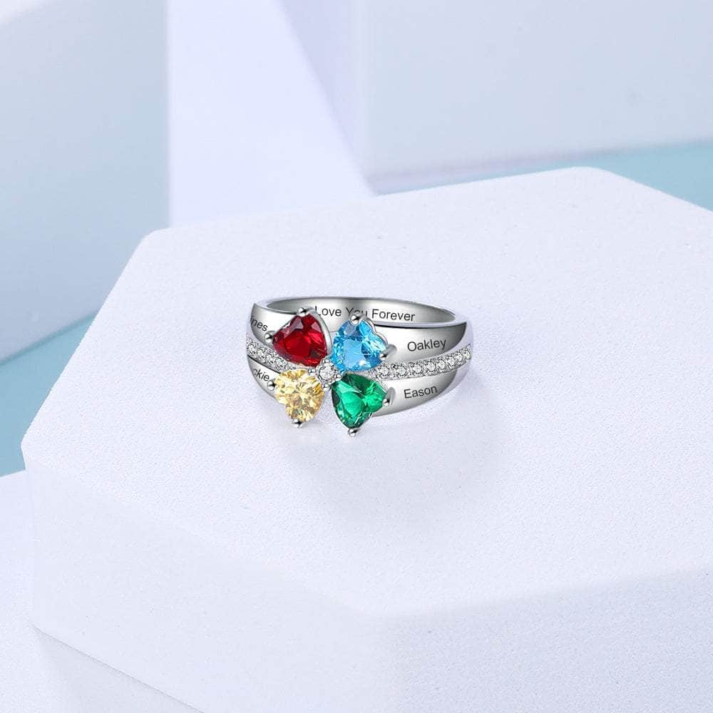 jewelaus Rings Silver Birthstone Ring