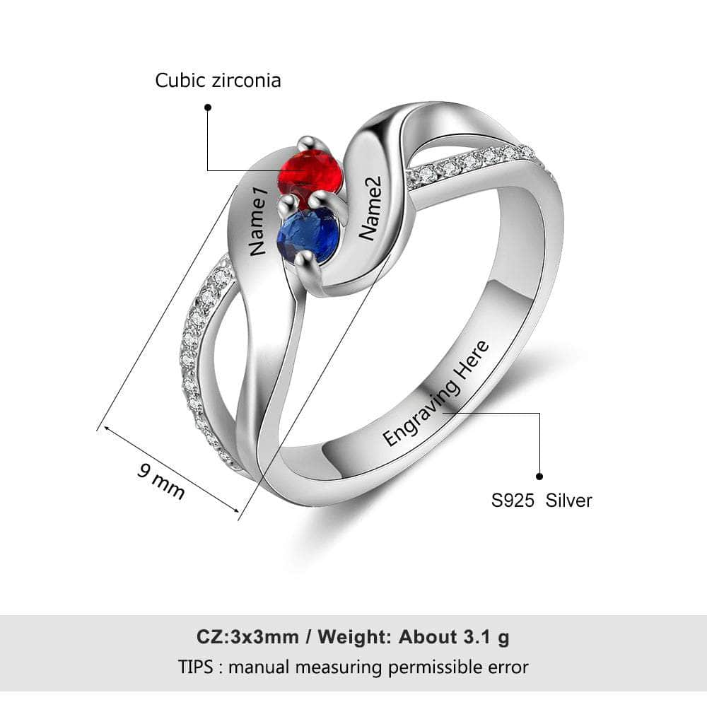 jewelaus Rings Silver CZ Personalized Ring