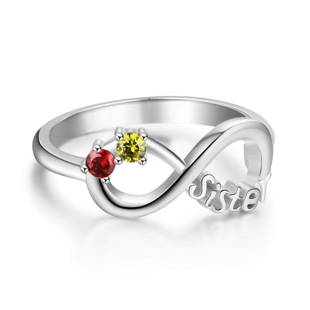 jewelaus Rings Sterling Silver Birthstone & Engraved Ring