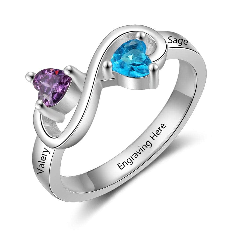 jewelaus Rings Sterling Silver Birthstone Ring