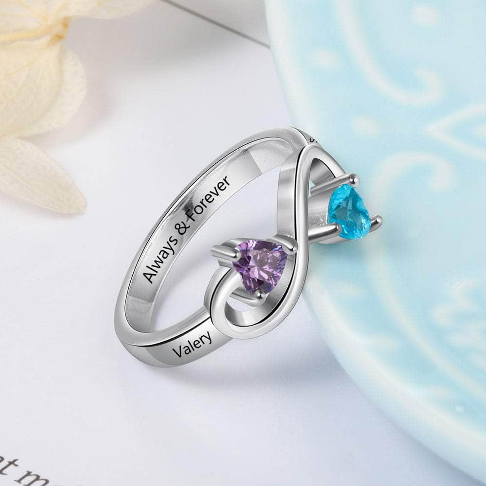 jewelaus Rings Sterling Silver Birthstone Ring