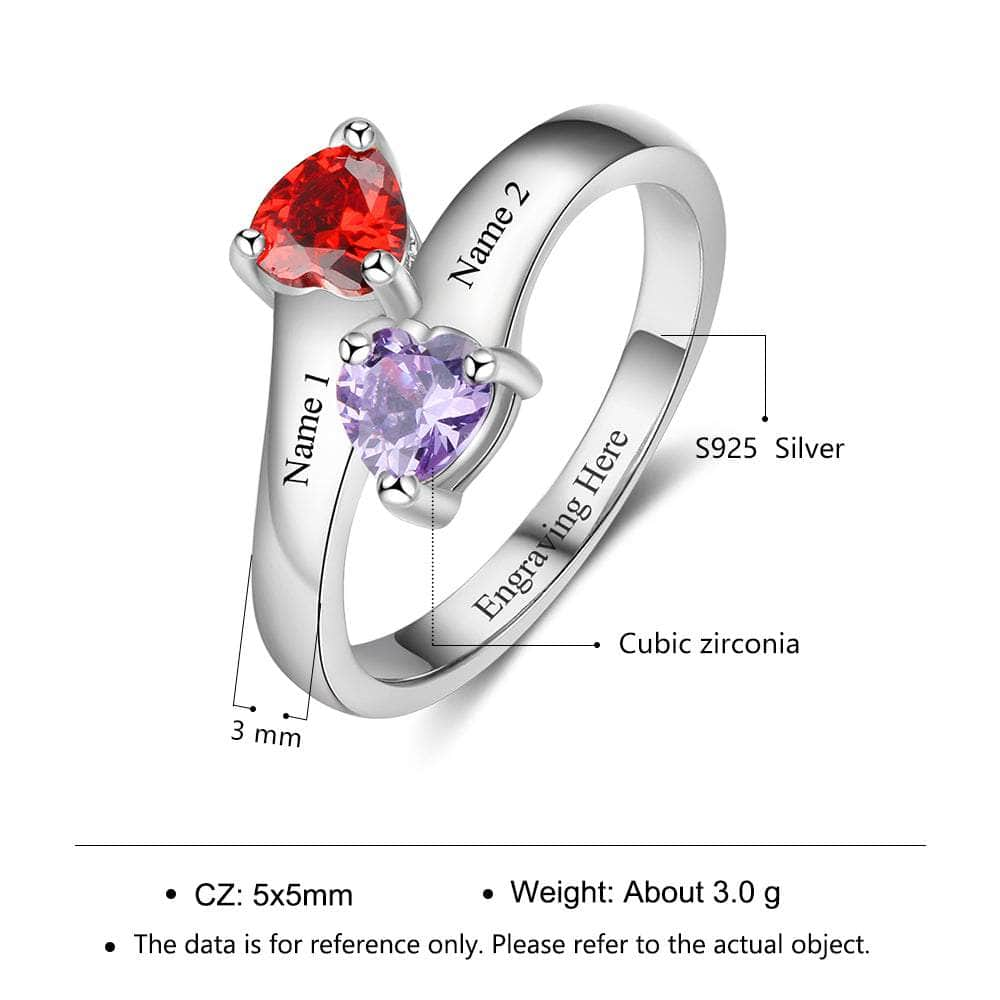 jewelaus Rings Sterling Silver Two Birthstone Ring