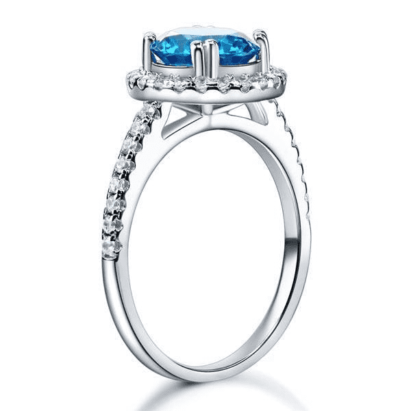 mewe-jewelry.com CUSTOM ring Silver Rings | 2 Ct Halo Blue Ring