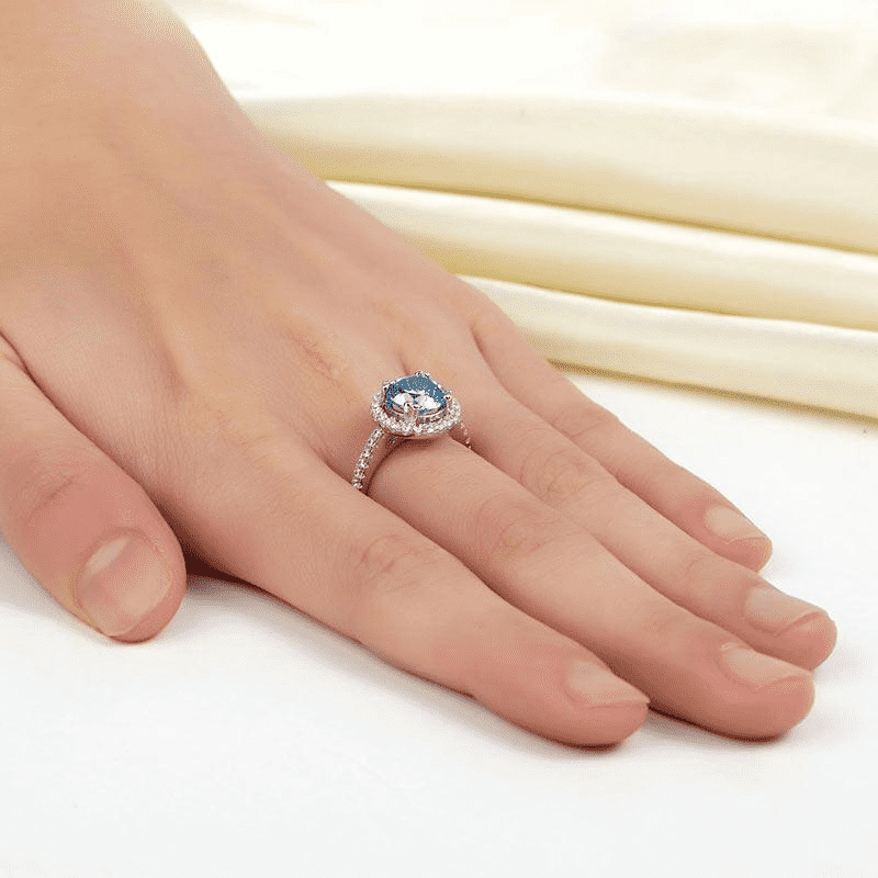 mewe-jewelry.com CUSTOM ring Silver Rings | 2 Ct Halo Blue Ring