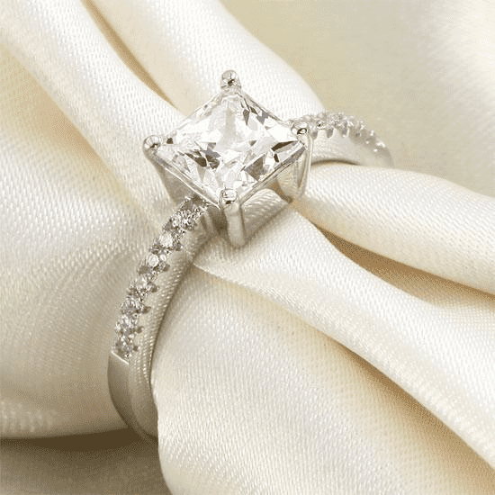mewe-jewelry.com CUSTOM ring Silver Rings | Silver 1 Ct Princess Cut Ring