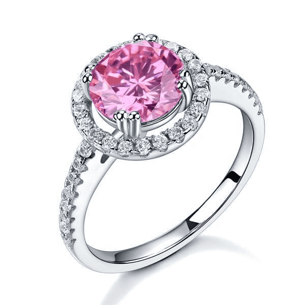 mewe-jewelry.com CUSTOM ring Sterling silver 2 Ct Halo Pink Ring