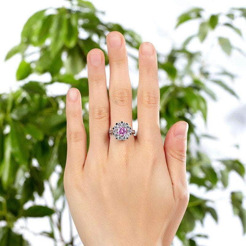 mewe-jewelry.com Rings Sterling Silver Snowflake 1 Ct Fancy Pink Created