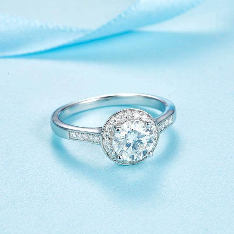 MEWE-JEWELRY Rings 1 Carat Moissanite Halo Diamond Ring