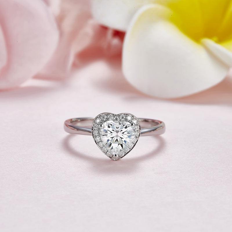 MEWE-JEWELRY Rings 1 Carat Moissanite Heart Diamond Ring