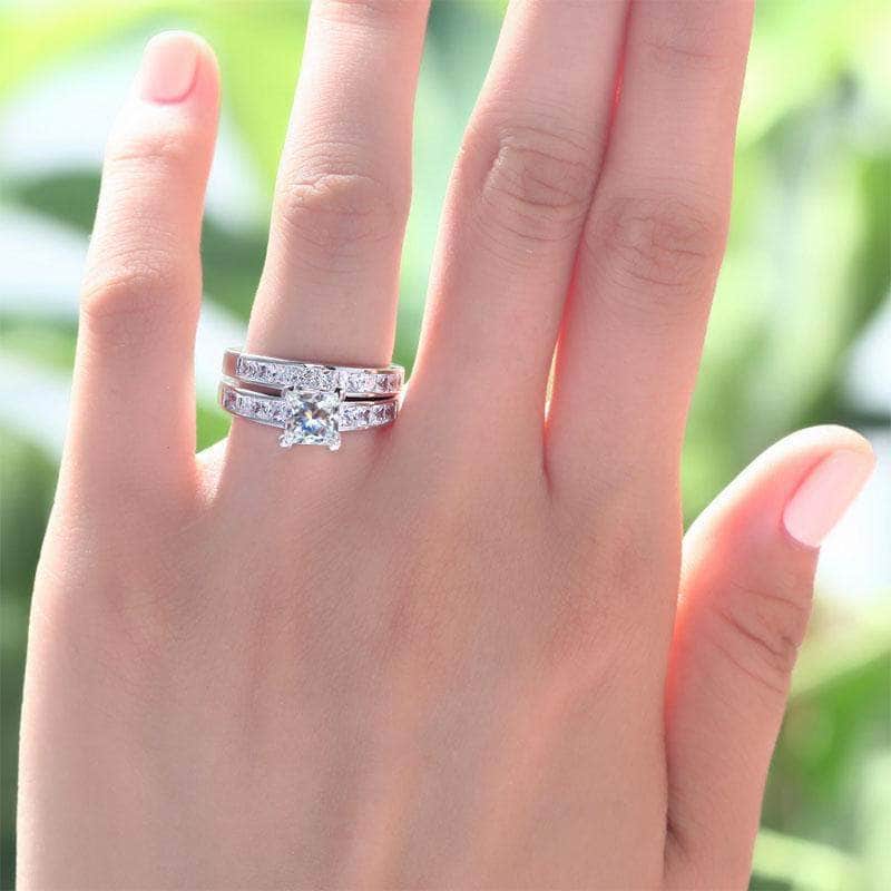 MEWE-JEWELRY Rings Sterling Silver Princess Cut Ring