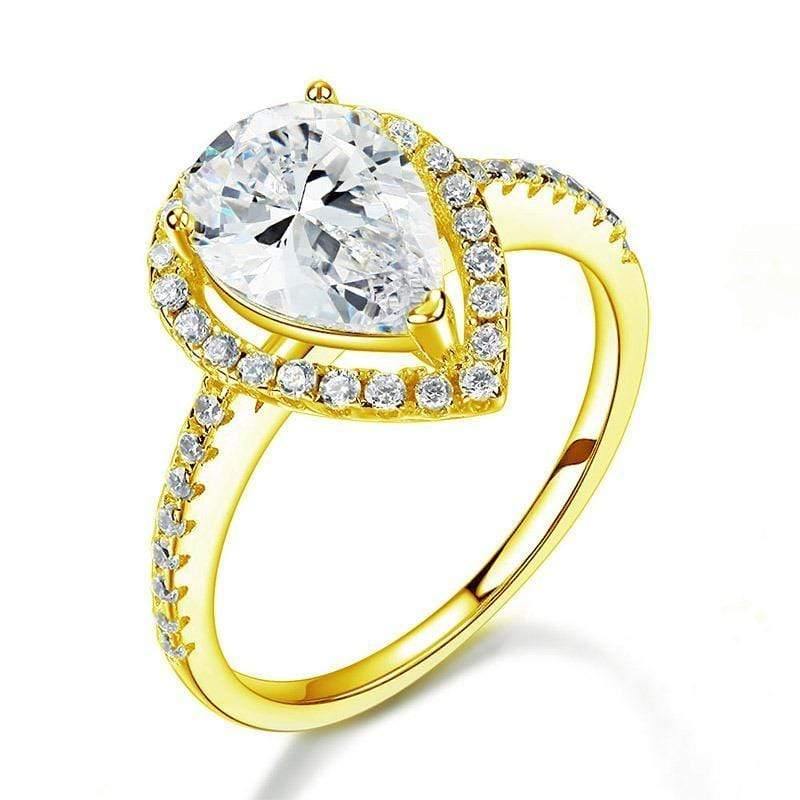 SHIPPED FROM PERTH Rings Yellow Gold 2 Ct Pear Cut Ring
