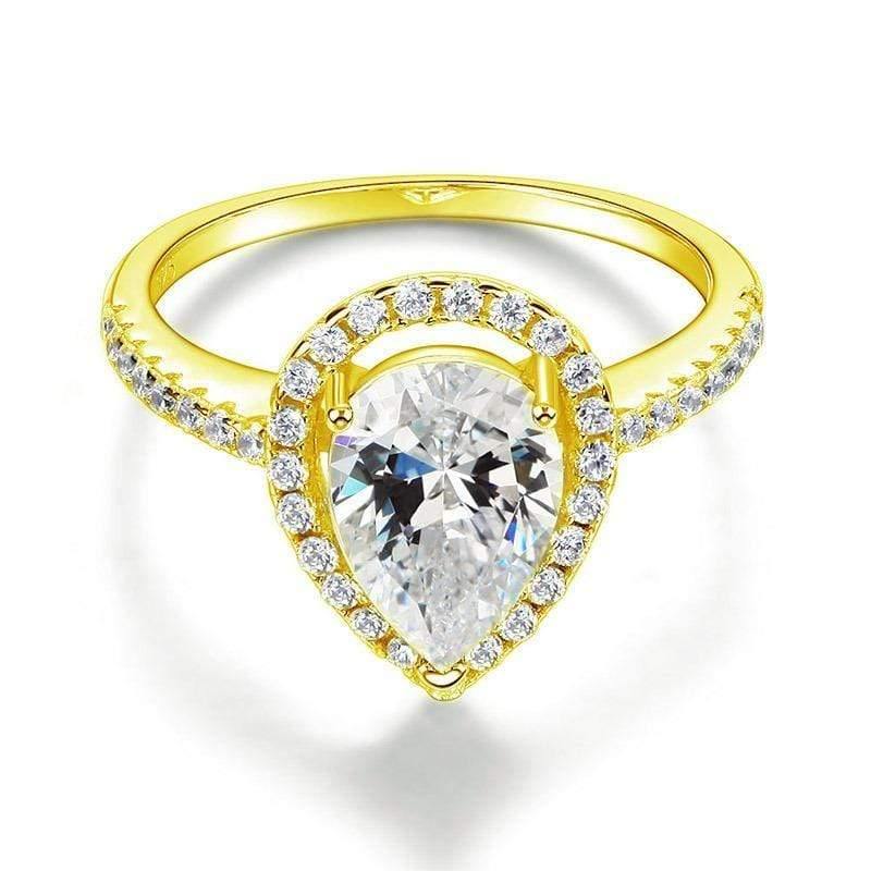 SHIPPED FROM PERTH Rings Yellow Gold 2 Ct Pear Cut Ring