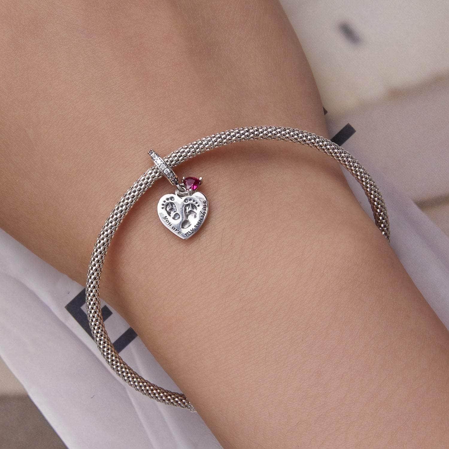 shipped in AUS CHARMS Baby Feet Love heart Charm