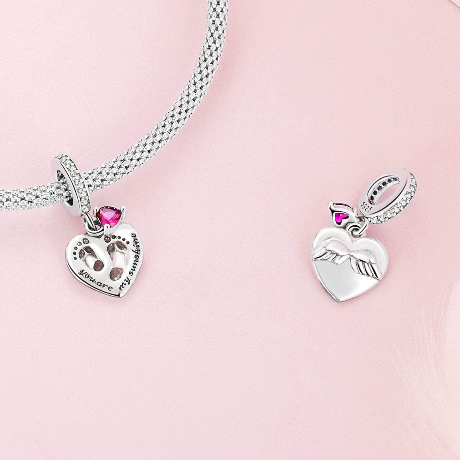 shipped in AUS CHARMS Baby Feet Love heart Charm