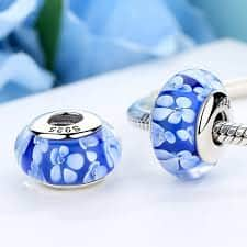 shipped in AUS CHARMS Blue Flower Murano Charm