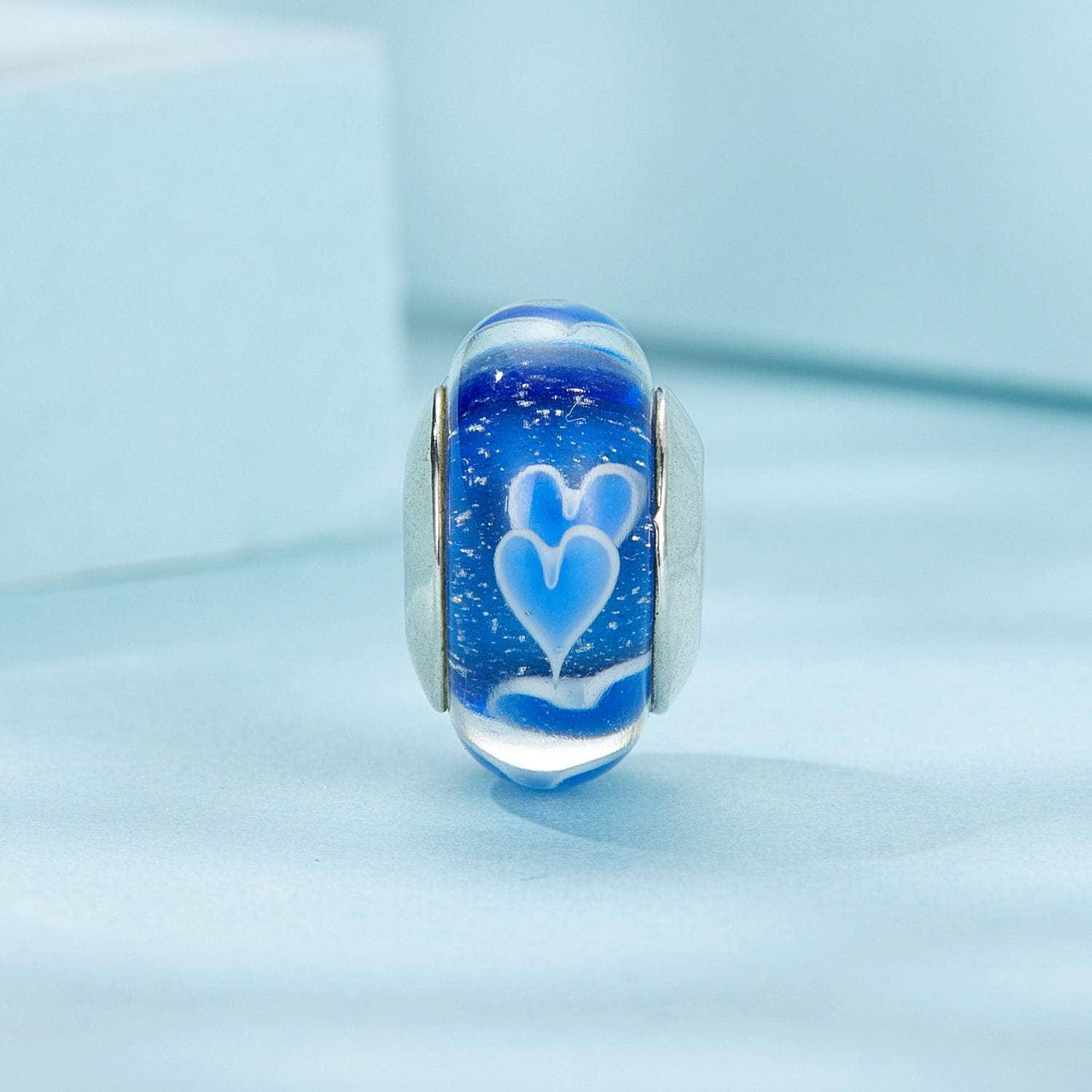 shipped in AUS CHARMS Blue Heart Glass Charm