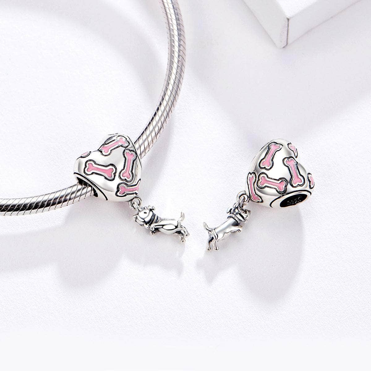 shipped in AUS CHARMS Heart Puppy Bone Charm