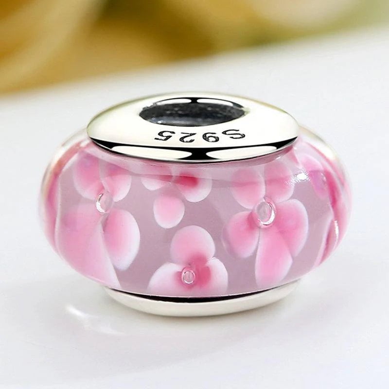 shipped in AUS CHARMS Pink Flower Murano Charm