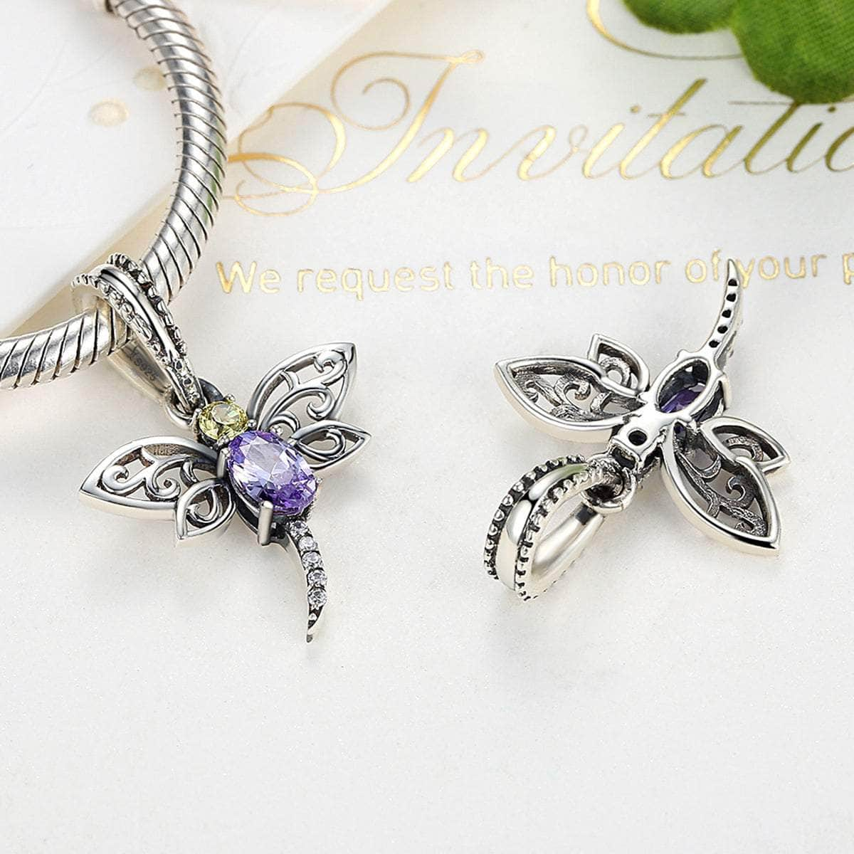 shipped in AUS CHARMS Purple Dragonfly Charm