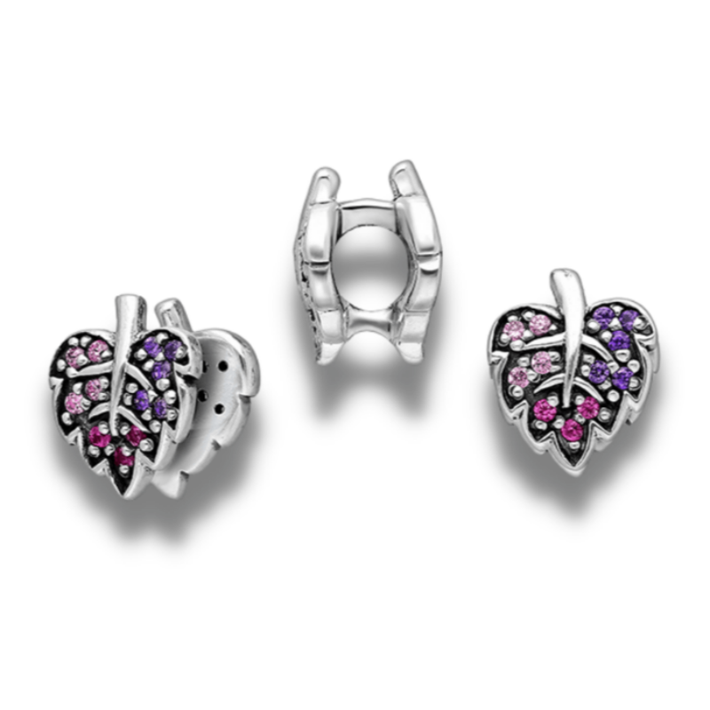 shipped in AUS CHARMS Sterling Silver Purple Leaf Charm